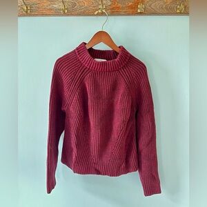 Marine Layer maroon cable knit sweater